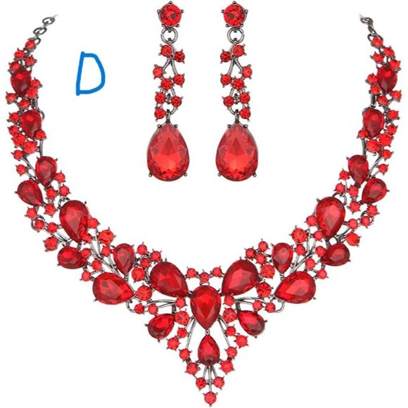 New Molie Bridal Austrian Crystal Necklace and Earrings Jewelry Set Gift… - Picture 8 of 11